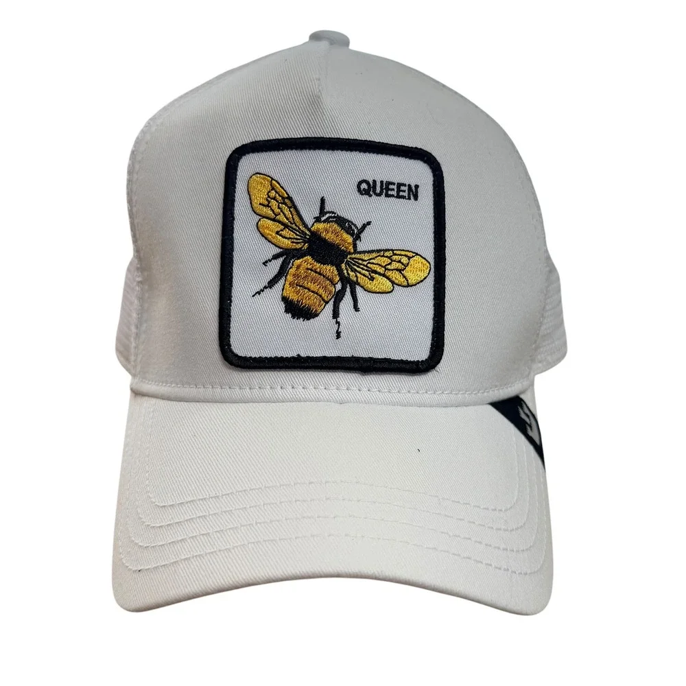 Goorin Bros The Farm Queen Bee Trucker Hat White Mesh Snapback Cap